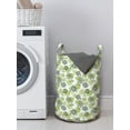 thumbnail image 3 of Floral Laundry Bag, Abstract Blossoms in Green Shades on Polka Dotted Retro Style Background, Basket with Handles Drawstring Closure for Laundromats, 13" x 19", Apple Green Sage Green, by Ambesonne, 3 of 4
