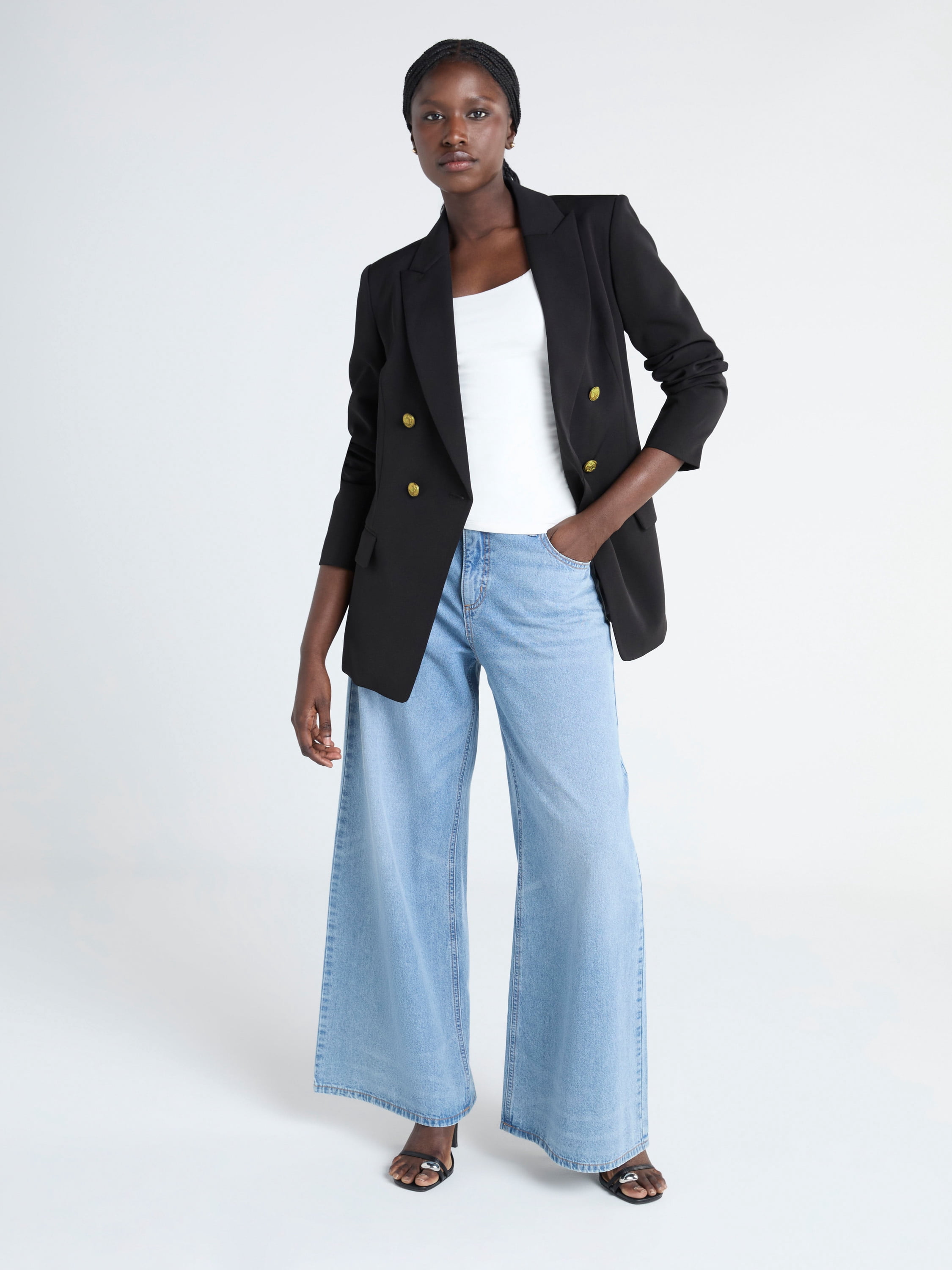 Scoop Women's Slim Fit Double Breasted Blazer, Sizes XS-XXL