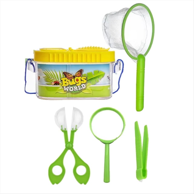 Kit 5 Piezas Herramientas Exploración la Naturaleza Al Aire Libre, Caja Observación Insectos para Niños, Kit Recolección Insectos con Visor y Atrapamoscas