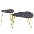 thumbnail image 6 of Modern Marble Side Table Set, Nesting Coffee Tables End Table Set of 2 for Living Room, Drop Shape End Side Tables Sofa Coffee Tables Set with Black Legs, Modern Decor Furniture for Home, Q16333, 6 of 11