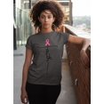 thumbnail image 3 of Breast Cancer Support Faith Cross Women's T-shirt, 3XL, Charcoal, 3 of 5