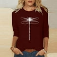 thumbnail image 3 of Birdeem T-Shirt Ample Imprimé pour Femmes, Blouse Mi-Longue à Manches 3/4, Col Rond, Hauts Décontractés, 3 of 4