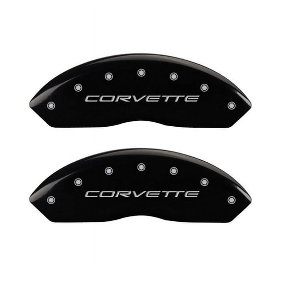 MGP 4 Caliper Covers Engraved Front & Rear C5/Corvette Black finish silver ch Fits select: 2003-2004 CHEVROLET CORVETTE, 2002 CHEVROLET CORVETTE Z06