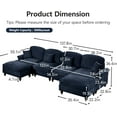 thumbnail image 2 of Mid Century Sectional Sofa, U Shape 4 Seat Couch with Flared Arms & Removable Ruffles Pleats Skirts, Deep Seat Sofa for Living Room, Blue, 2 of 7
