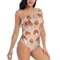 thumbnail image 3 of Rateoe 70s Mushroom Pattern Women One Piece Swimsuits Tummy Control One Shoulder Bathing Suits Ruffle Swimwear-X-Large, 3 of 6