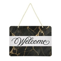 Luxury Black Gold Marble Welcome Sign Front Door PVC 14x10 inch Hanger Hello Sign Farmhouse Wall Porch Home Outside Decor