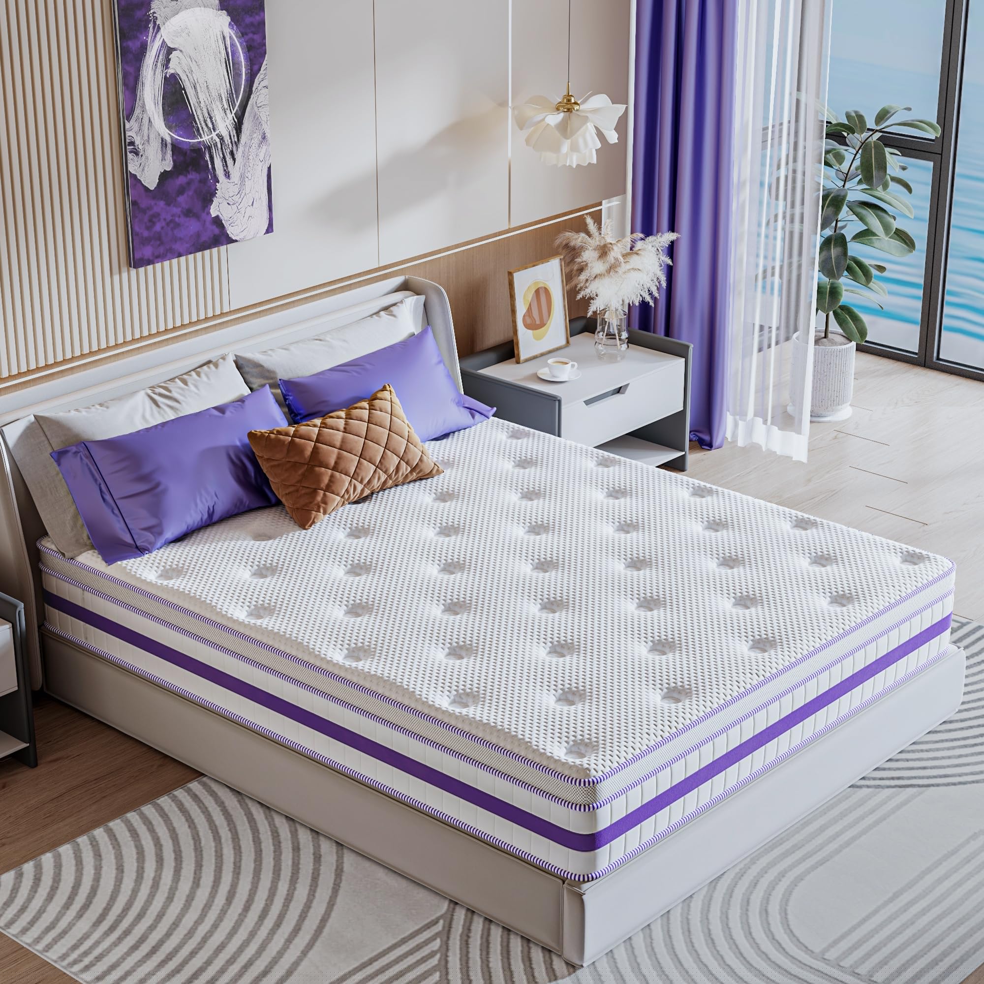 thumbnail image 2 of Anmiz 10 inch Twin Mattress, Memory Foam Hybrid Mattress in a Box, Individually Pocket Innerspring Medium Firm for Motion Isolation, Edge Support, CertiPUR-US, 2 of 8