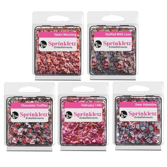 Sprinkletz Valentine’s Day Romance Bundle – 2500-Piece Polymer Clay Embellishments for DIY Crafts, Scrapbooking & Card Making – Hearts, Teddy Bears, Love Letters & More