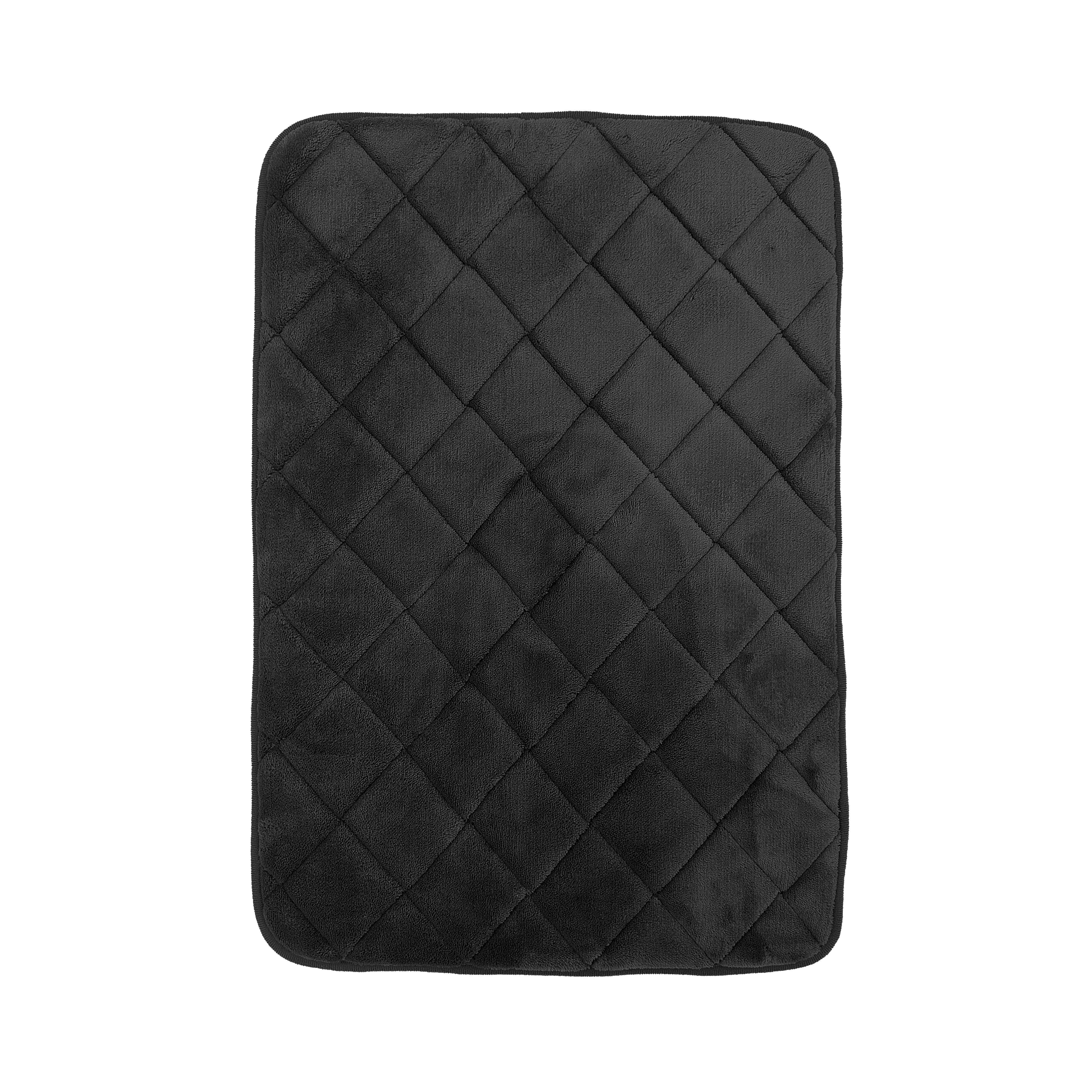 Mainstays 3-Piece Memory Foam Bath Rug Set, Black, Contour 18 in x 18 in, 17 in x 24 in, 18 in x 30 in