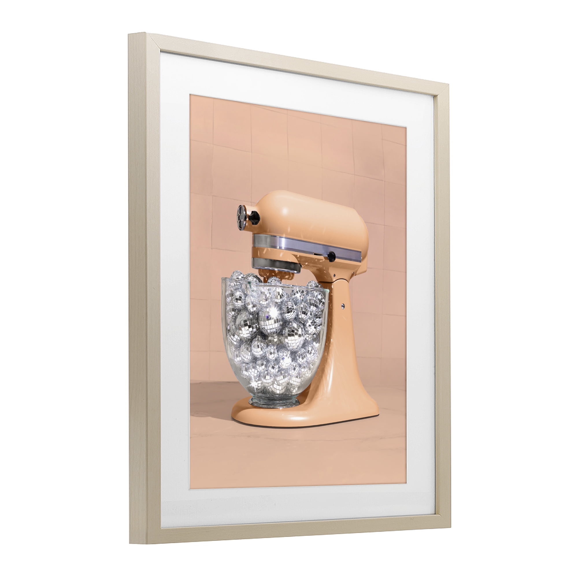 Stupell Industries Disco Kitchen Mixer over Orange Birch Framed Print Under Glass, design by LISH Creative
