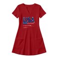 thumbnail image 5 of QUNYINEY Mini Womens Dresses Casual Patriotic Independence Day Short Sleeve Summer T-Shirt Dress V Neck with Pockets Loose Fit Dresses, 5 of 9