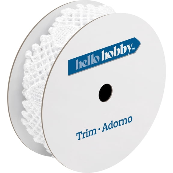 Hello Hobby White Scallop Heart Lace Sewing Trim, 1 in x 2 yd