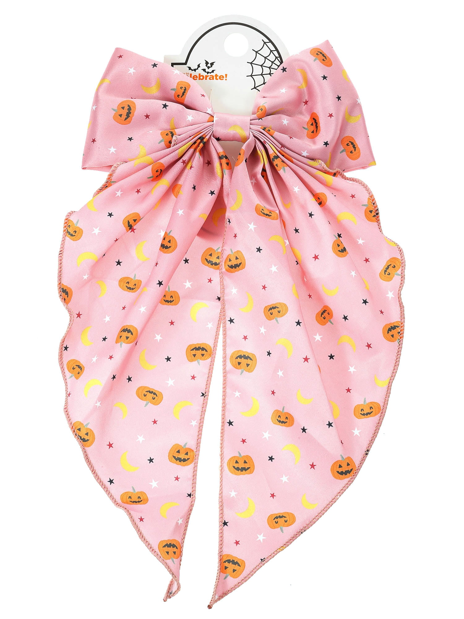 Way to Celebrate Pink Jack-O-Lantern Print Halloween Hair Bow, 1 Piece