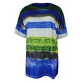 thumbnail image 2 of Gomelly Women Tops Short Sleeve Tee Loose T Shirt Ladies Round Collar Work Pullover Stripe Tunic Blouse Blue 3XL, 2 of 8