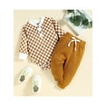 thumbnail image 2 of Bagilaanoe 2pcs Newborn Baby Boy Girl Long Pants Set Checkerboard Print Long Sleeve Romper Tops + Tie-Up Trousers 3M 6M 12M 18M 24M Infant Fall Long Pants Set, 2 of 9