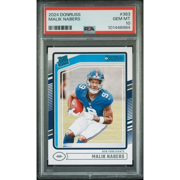 Graded 2024 Panini Donruss Malik Nabers #383 Rookie RC Football Card PSA 10 Gem Mint