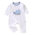 thumbnail image 2 of Nrmvnmi Baby Side Snap Long Romper Long Sleeve Cute Whale Print Romper Newborn Cotton Onesie Jumpsuit For 1-16 Months, 2 of 7