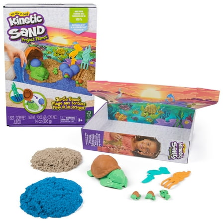 Kinetic Sand, Project Planet Turtle Beach, 14oz Sand, Tools & Molds, Sustainably Minded