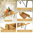 thumbnail image 4 of RONG-3 Wooden Wagon Planter, Small Flower Plant Pot w/Triangular Metal Support, 2 Energy-Saving Handles, Movable Wheel, Wood Wheelbarrow Cart Planter for Garden Backyard Holiday,Walnut, 4 of 7