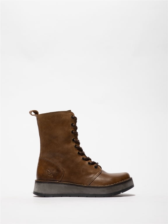 Womens Tan RAMI043 Casual Leather Lace-up Ankle Dress Boots