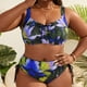 thumbnail image 1 of Trajes de baño Amzcrzy Tankini para mujer trajes de baño de moda para mujer traje de baño de talla grande traje de baño estampado con tirantes laterales traje de baño dividido traje de baño azul XL, 1 of 8
