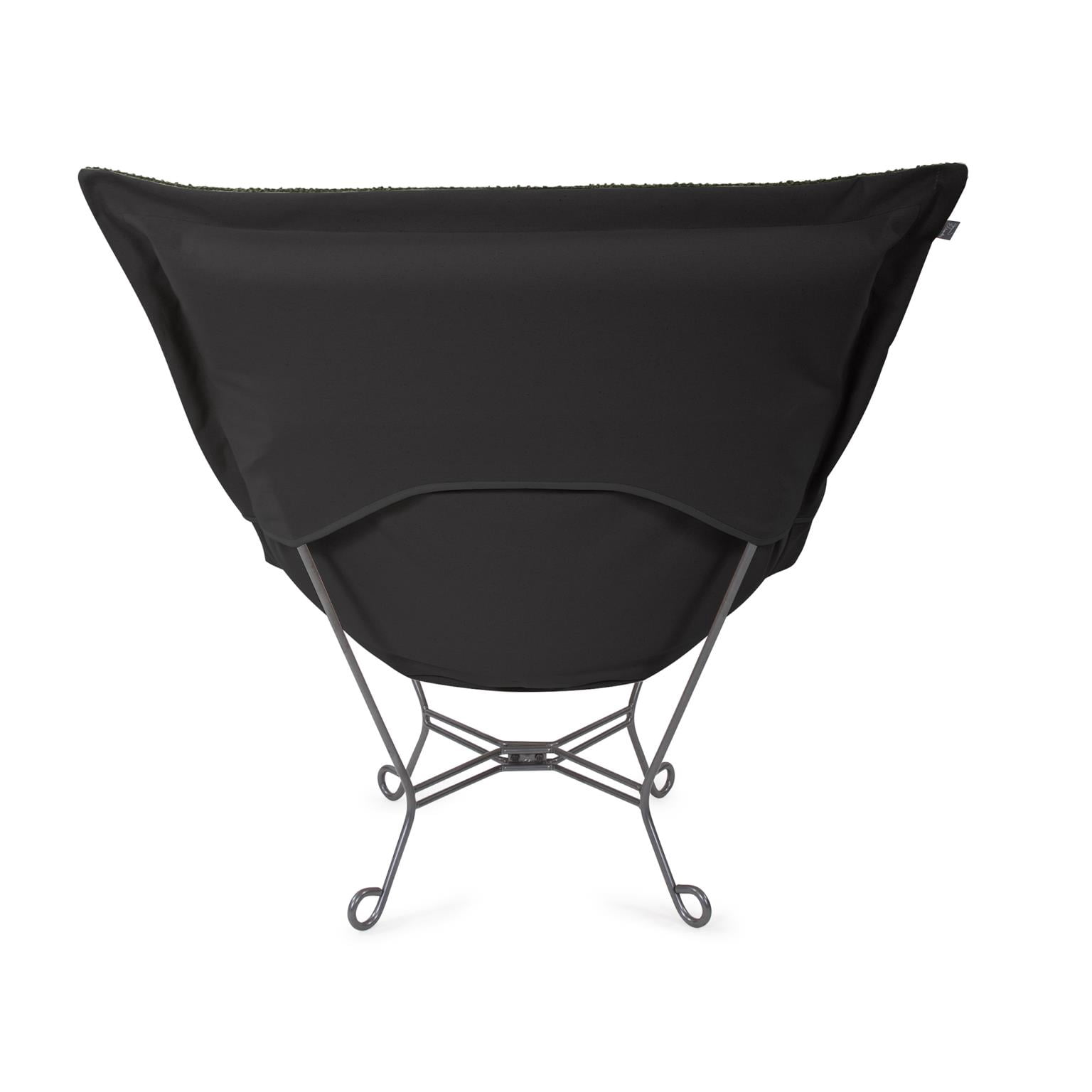 Scroll Puff Chair Titanium- Barbet Forest/Black
