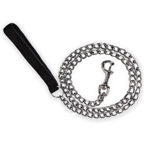 Correa para perros (120 cm) Correa para perros de metal y acero Mango fuerte de cuero PU
