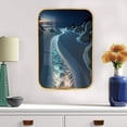 thumbnail image 6 of 12x8 in Framed Moon Night Sky Tropical Ocean Beach Shore Nature Wilderness Modern Art Rustic Landscape with Black Frame for Living Room,Crystal Porcelain Painting Wall Decor, 6 of 8