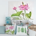 thumbnail image 2 of Designart ' Two Pink Lotus Flowers With Green Leaves ' Traditional Canvas Wall Art Print, 2 of 4