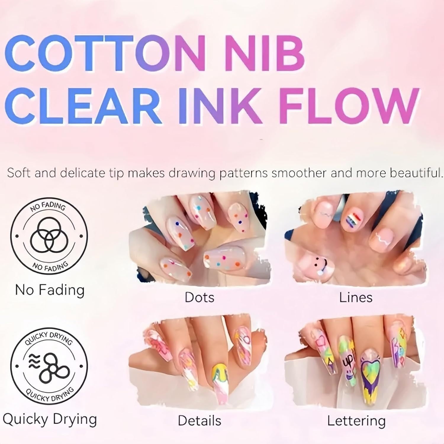 6 Pack Nail Gel Pen, 3-in-1 Gel Nail Polish Pen Set Quick Drying Long Lasting, Portable Nail Art Pen for Manicure Designs, Salon Quality Nail Kit