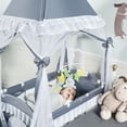 4 in 1 Portable Baby Playpen Crib Cradle with Extended Canopy, Baby