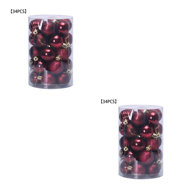 Advancent 34PCS Adornos navideños Adornos Árbol Bolas de Navidad Fiesta Adorno de boda vino rojo 2Conjunto