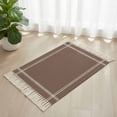 thumbnail image 3 of Pure Brown Bathroom Rug 2'x3', Simple Solid Color Low Profile Front Entryway Rug with Tassels, Woven Cotton Washable Kitchen Mat Carpet for Foyer Bedroom Back Door Decor, 3 of 9