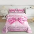 thumbnail image 2 of Manfei Bling Pink Bowknot Bedding Comforter Set for Kids, Diamond Floral Print Twin Comforter Sets, Princess Bow Style Reversible Bedding Set, Luxury Bedroom Decor, 2 Pieces, 2 of 8