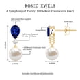 thumbnail image 4 of Rosec Jewels Freshwater Pearl Bridal Drop Earrings - AAA Quality - Pearl Sapphire Earrings with Diamond - with Jewelry Box, 10K Yellow Gold, 4 of 5