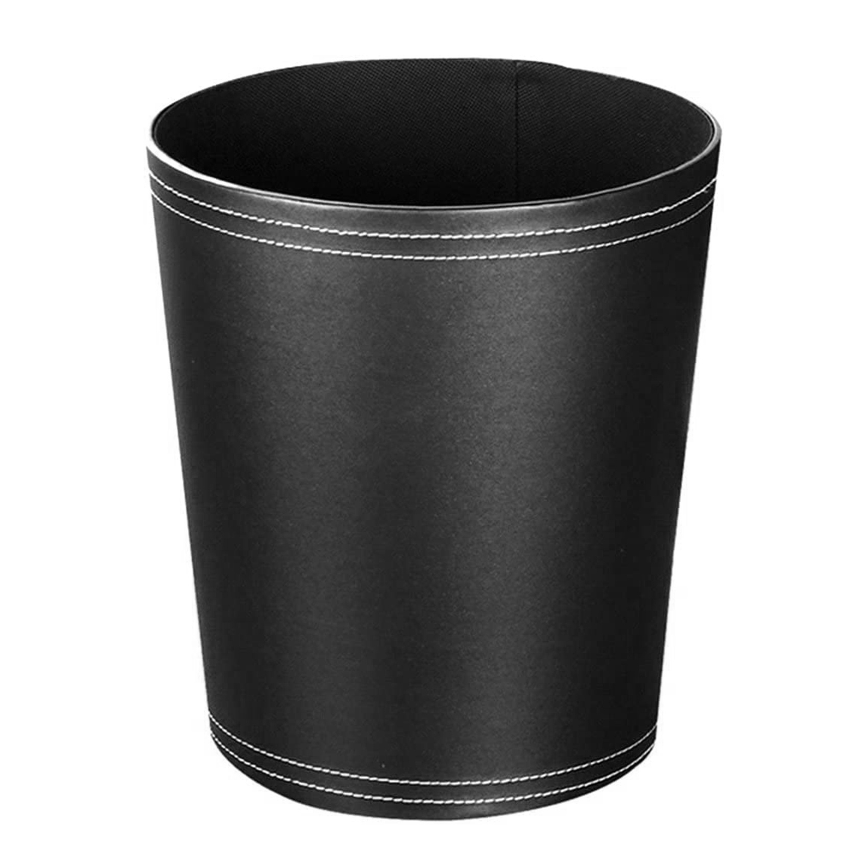 Black Leather Wastebasket Modern Design for Kitchen Bathroom Office