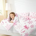 thumbnail image 4 of Homewish Ribbow Bow Tie Queen Comforter Set,Cute Snowfalke Bedding Sets,Pink White Bedding Comforter Set For Girls Kids,Ultra Soft Home Decor Reversible,3 Pieces, 4 of 8