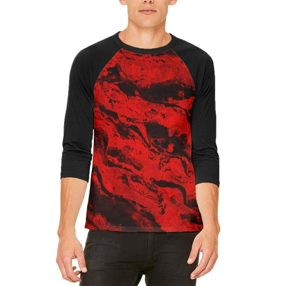 Halloween Gore Rivers of Blood Mens Raglan T Shirt White-Black SM