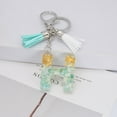 thumbnail image 2 of TUOBARR Green Tassel Letter Keychain, Crystal Drop Glue, Gold Foil, Stone Jewelry, Pendant, Bag, Keychain, 2 of 2