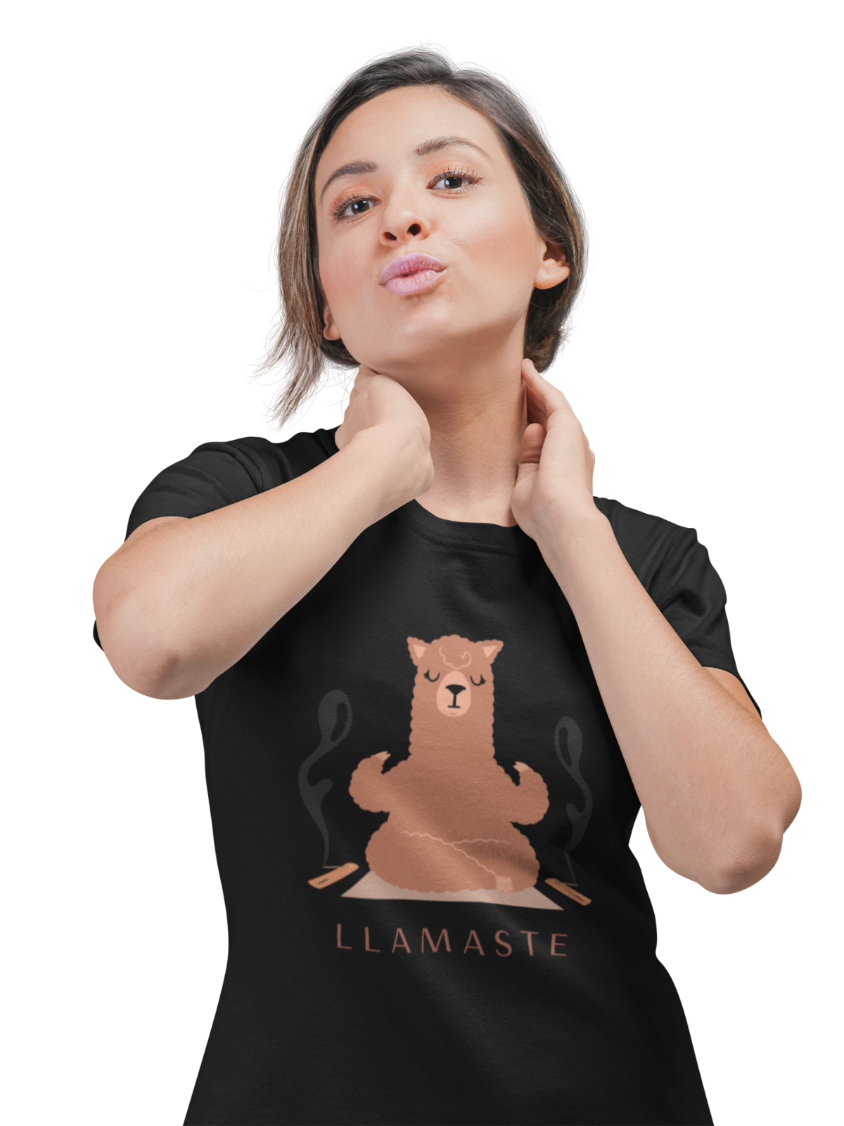 kiMaran Yoga Llama T-Shirt LLAMASTE Llama doing Yoga Art Unisex Short  Sleeve Tee (Black M) 