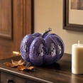 thumbnail image 5 of Halloween Sparkling Mirror Glass Pumpkin Decor High Gloss Reflective Tile Ornament Faux Stem Pumpkin Statue for Tabletop Mantel Fall Harvest Home Decoration, 5 of 7