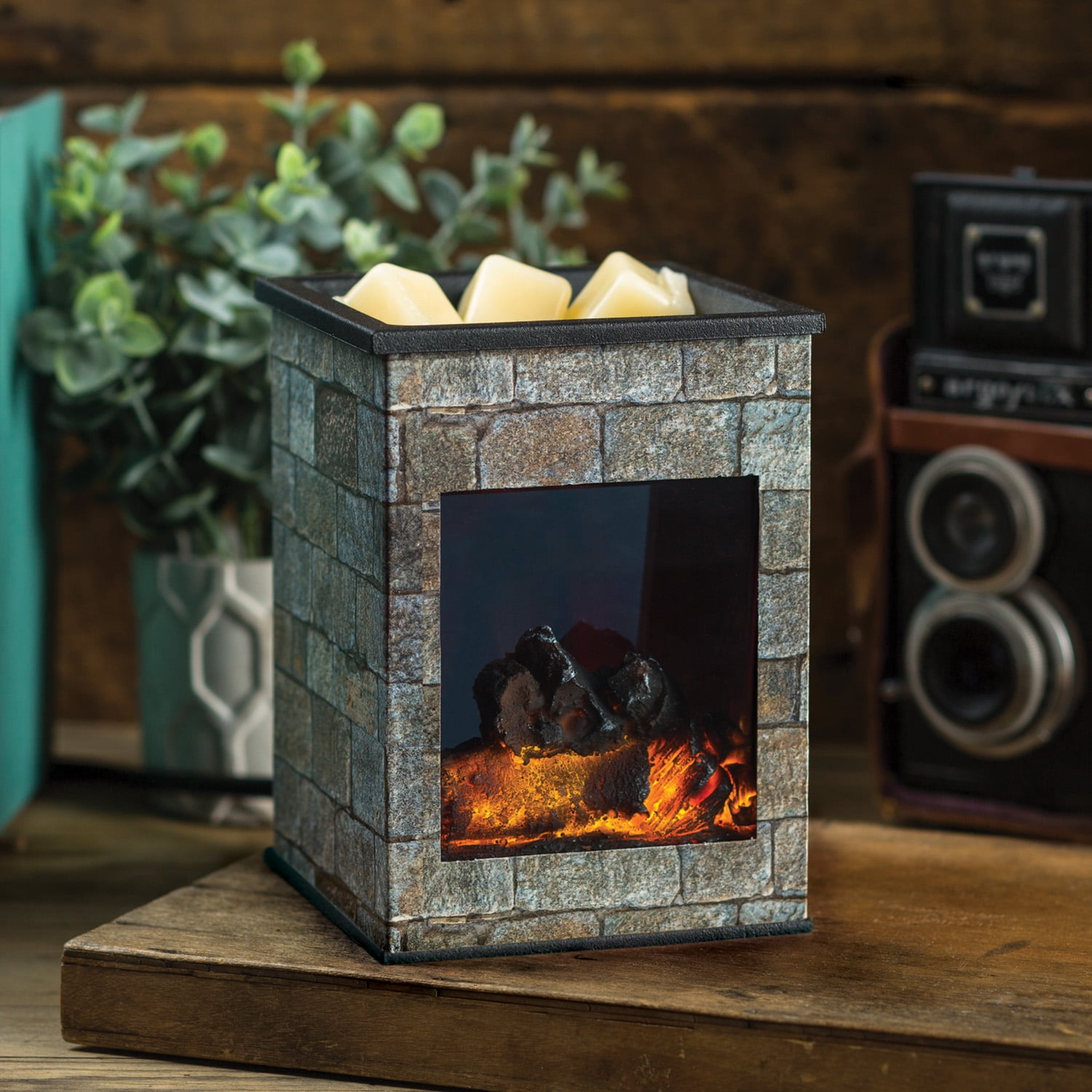  Home-X Glowing Fireplace Wax Warmer, Electric Plug-in