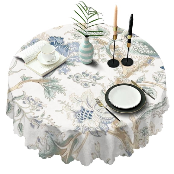 Round Tablecloth Spring Summer 60x60 Inch flower Table Cover Round for Party Dinner Picnic