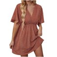 thumbnail image 1 of Robe Décontractée à Manches Courtes Col en V pour Femmes Robe Imprimée Ample Robe à Manches Courtes Col en V pour Enfants, 1 of 7