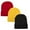 3 Pack Black & Red & Yellow, variant on American Trends Winter Hats for Men Women Slouchy Cuffed Beanies Soft Plain Knit Hats Skull Caps Unisex Black