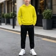 thumbnail image 3 of Stamzod Boys Girls Outfits Size 10-12 Fall Fshion Long Sleeve Pullover Hoodie and Sweatpants 2 Piece Sweatsuit Set Clothes for Kids Yellow 1-2Years, 3 of 10