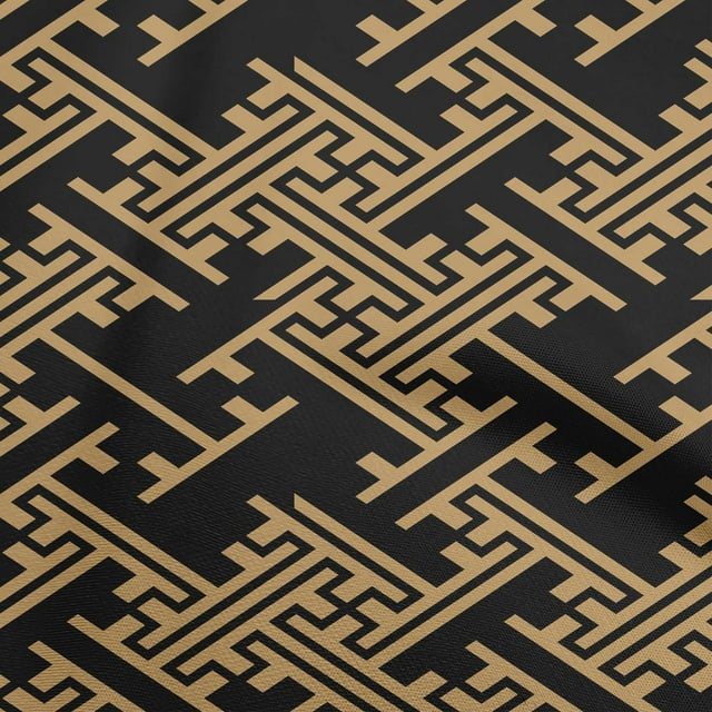 oneOone Viscose Chiffon Black Fabric Geometric Craft Projects Decor Fabric Printed By The Yard 42 Inch Wide