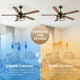 thumbnail image 2 of PHORUS 56" Vintage Style Ceiling Fan with Light & Remote,5 Reversible Blades, Rustic Industrial Flush Mount Fan for Bedroom, Living Room, Patio, E26 Bulb Included, 2 of 9
