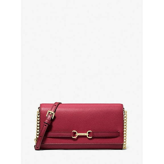 Michael Kors Outlet Carson Large Pebbled Leather Convertible Crossbody Bag - Cherry