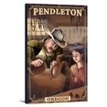 thumbnail image 1 of Cowboy Saddle Maker - Pendleton, Oregon - Lantern Press Poster (12x18 Gallery Wrapped Stretched Canvas), 1 of 1